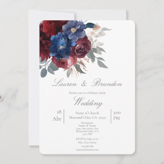 Jewel floral Wedding invitation 招待状 (正面)