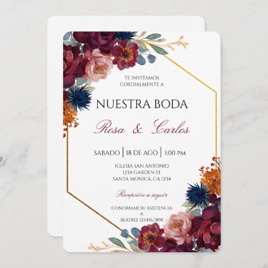 Jewel theme Spanish Wedding Invitation 招待状 (正面/裏面)
