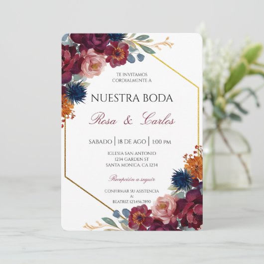 Jewel theme Spanish Wedding Invitation 招待状 (スタンド正面)