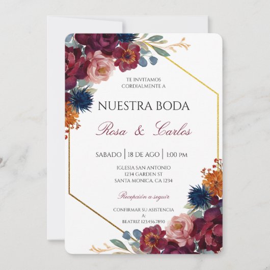 Jewel theme Spanish Wedding Invitation 招待状 (正面)