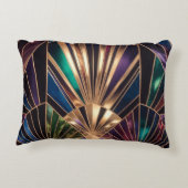 Jewel Tone Art Deco Multicolor Geometric Sunburst アクセントクッション (裏面)