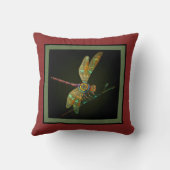 Jewel Tone Dragonfly Meets Mandala on Rust クッション (裏面)