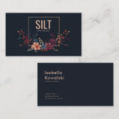 Jewel Tone Floral and Copper Frame Midnight Black 名刺 (正面/裏面)