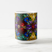 Jewel Tone Floral Stained Glass Art Mug コーヒーマグカップ (中央)