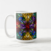 Jewel Tone Floral Stained Glass Art Mug コーヒーマグカップ (左)