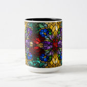 Jewel Tone Floral Stained Glass Art Mug ツートーンマグカップ (中央)