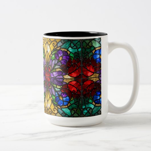 Jewel Tone Floral Stained Glass Art Mug ツートーンマグカップ (右)