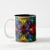 Jewel Tone Floral Stained Glass Art Mug ツートーンマグカップ (左)