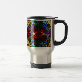 Jewel Tone Floral Stained Glass Art Mug トラベルマグ