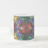 Jewel Tone Floral Stained Glass Art Mug フロストグラスマグカップ (正面左)
