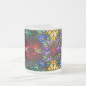 Jewel Tone Floral Stained Glass Art Mug フロストグラスマグカップ (中央)