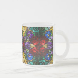 Jewel Tone Floral Stained Glass Art Mug フロストグラスマグカップ
