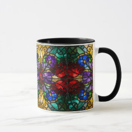 Jewel Tone Floral Stained Glass Art Mug マグカップ
