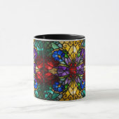 Jewel Tone Floral Stained Glass Art Mug マグカップ (中央)