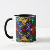 Jewel Tone Floral Stained Glass Art Mug マグカップ (左)