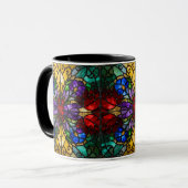 Jewel Tone Floral Stained Glass Art Mug マグカップ (正面左)