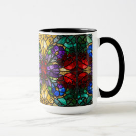 Jewel Tone Floral Stained Glass Art Mug マグカップ