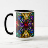 Jewel Tone Floral Stained Glass Art Mug マグカップ (左)