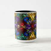 Jewel Tone Floral Stained Glass Art Mug マグカップ (中央)