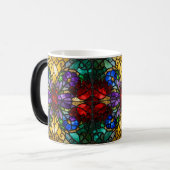 Jewel Tone Floral Stained Glass Art Mug モーフィングマグカップ (正面左)