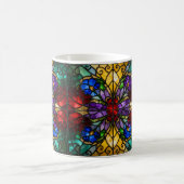 Jewel Tone Floral Stained Glass Art Mug モーフィングマグカップ (中央)