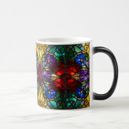 Jewel Tone Floral Stained Glass Art Mug モーフィングマグカップ