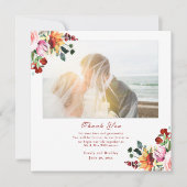 Jewel Tone Floral Sunflower Wedding Thank You Card 招待状 (正面)