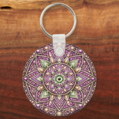 Jewel‑Tone Mandala Keychain – Colorful Geometric  キーホルダー (正面)