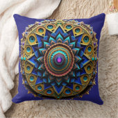 Jewel Tone Mandala Throw Pillow クッション (ブランケット)