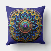 Jewel Tone Mandala Throw Pillow クッション (裏面)