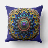 Jewel Tone Mandala Throw Pillow クッション (正面)