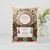 Jewel Tone Moroccan Wedding Invitation Gold 招待状 (スタンド正面)