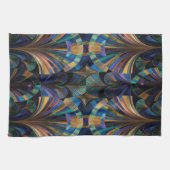 Jewel Tone Peacock Blue Purple Gold Art Deco キッチンタオル (横)