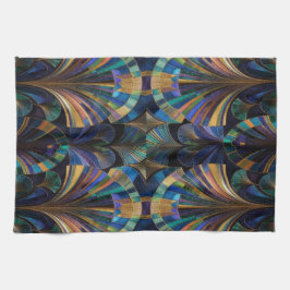 Jewel Tone Peacock Blue Purple Gold Art Deco キッチンタオル