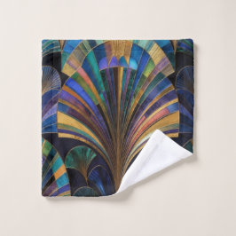 Jewel Tone Peacock Blue Purple Gold Art Deco バスタオルセット