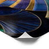 Jewel Tone Peacock Blue Purple Gold Art Deco ポスター (コーナー)