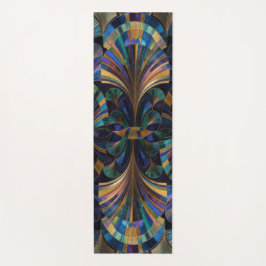 Jewel Tone Peacock Blue Purple Gold Art Deco ヨガマット