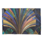 Jewel Tone Peacock Blue Purple Gold Art Deco 枕カバー (正面)