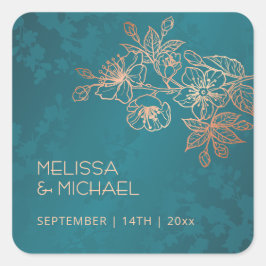 Jewel Tone Peacock Floral Wedding スクエアシール
