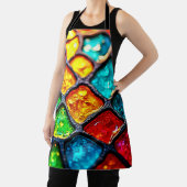Jewel Tone Stained Glass Art Glow Design エプロン (インサイチュ)