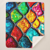 Jewel Tone Stained Glass Art Glow Design シェルパブランケット (正面)
