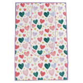 : Jewel-Tone Whimsy: Watercolor Hearts & Golden ミディアムペーパーバッグ (裏面)