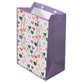 : Jewel-Tone Whimsy: Watercolor Hearts & Golden ミディアムペーパーバッグ (裏面アングル)