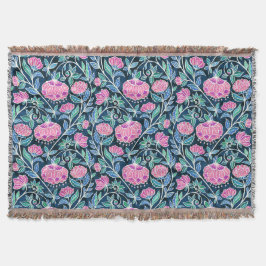 Jewel Toned Boho Chalk Chintz Floral Pattern スローブランケット