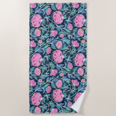 Jewel Toned Boho Chalk Chintz Floral Pattern ビーチタオル (正面)