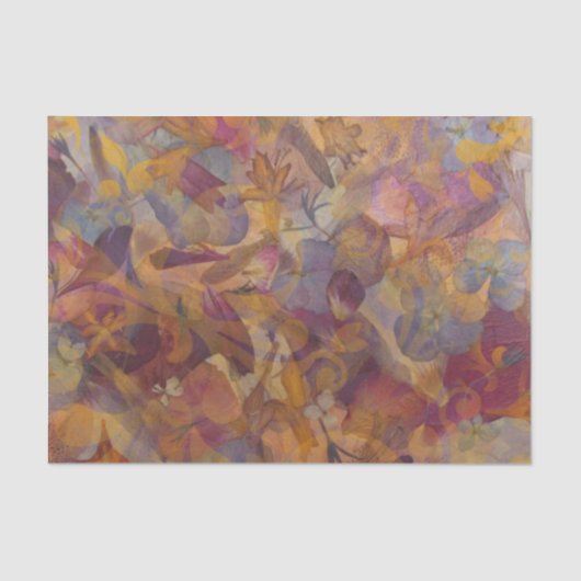 Jewel-Toned Floral Tissue Paper Purple Pink Gold 薄葉紙 (正面)