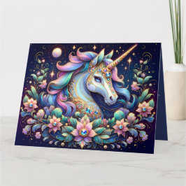 Jewel Toned Unicorn Floral Fantasy カード