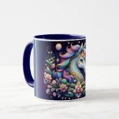 Jewel Toned Unicorn Floral Fantasy マグカップ (正面左)