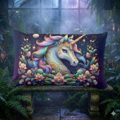 Jewel Toned Unicorn Floral Fantasy ランバークッション