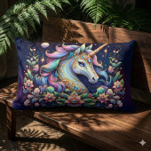 Jewel Toned Unicorn Floral Fantasy ランバークッション
